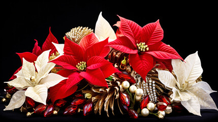 クリスマスフラワーのポインセチア、クリスマスの赤い花のオブジェ