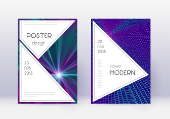 Fototapeta premium Stylish cover design template set. Neon abstract l