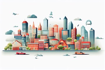 Obraz premium Modern town illustration set