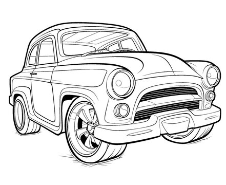 Coloring book for children, illustration of a auto close-up.
