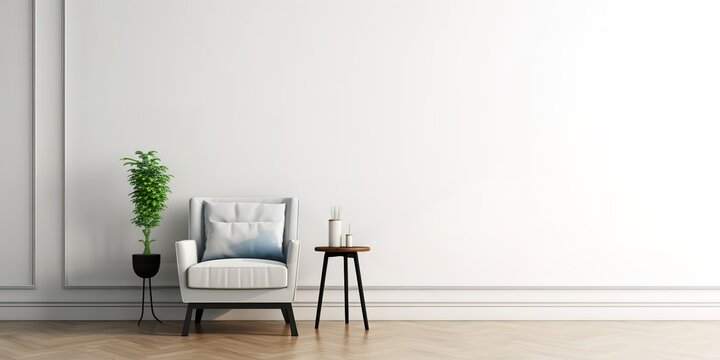 white sofa with a minimalist background style of light brown and cream