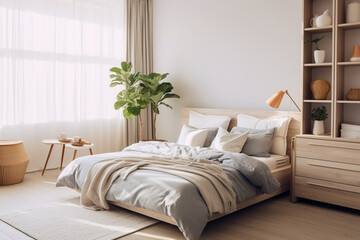 Modern bedroom interior design with cozy bed