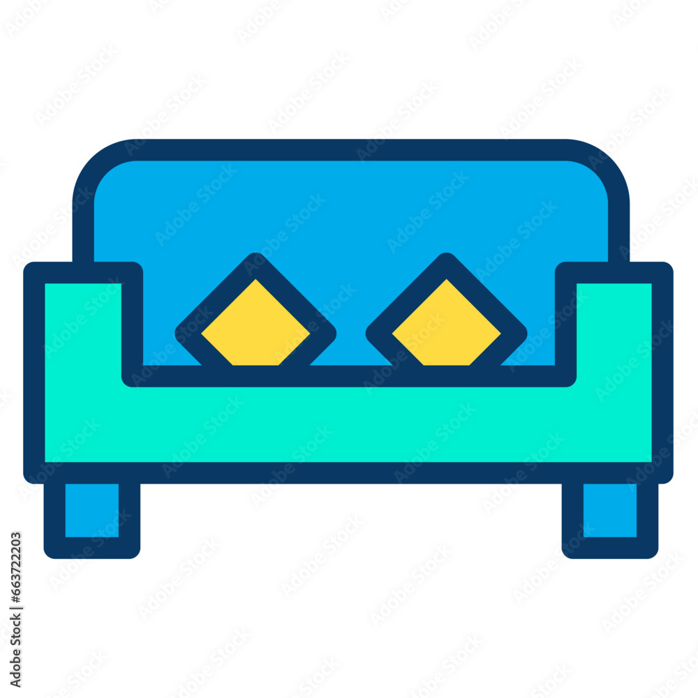 Poster lineal color sofa icon