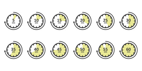 Clock Modern and Simple Icon, Timer or Stopwatch