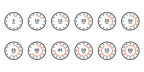 Clock Modern and Simple Icon, Timer or Stopwatch
