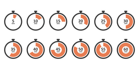 Clock Modern and Simple Icon, Timer or Stopwatch