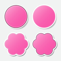 Set of pink empty circle sticker, vector illustration EPS10