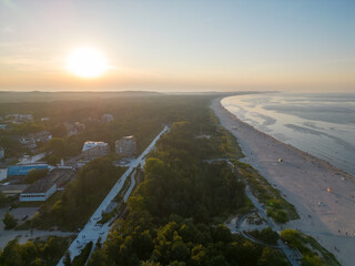 Aerial View of Beach at Sunrise