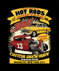 Hot Rod Custom Vintage. Vintage Vehicle Vector Style.
