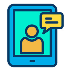 Lineal color Tablet user Chat icon