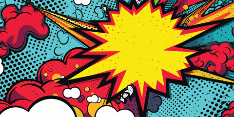 VIntage retro monochrome comics boom explosion crash bang cover book design with light and dots. Can be used for decoration or graphics. Graphic Art. Vector