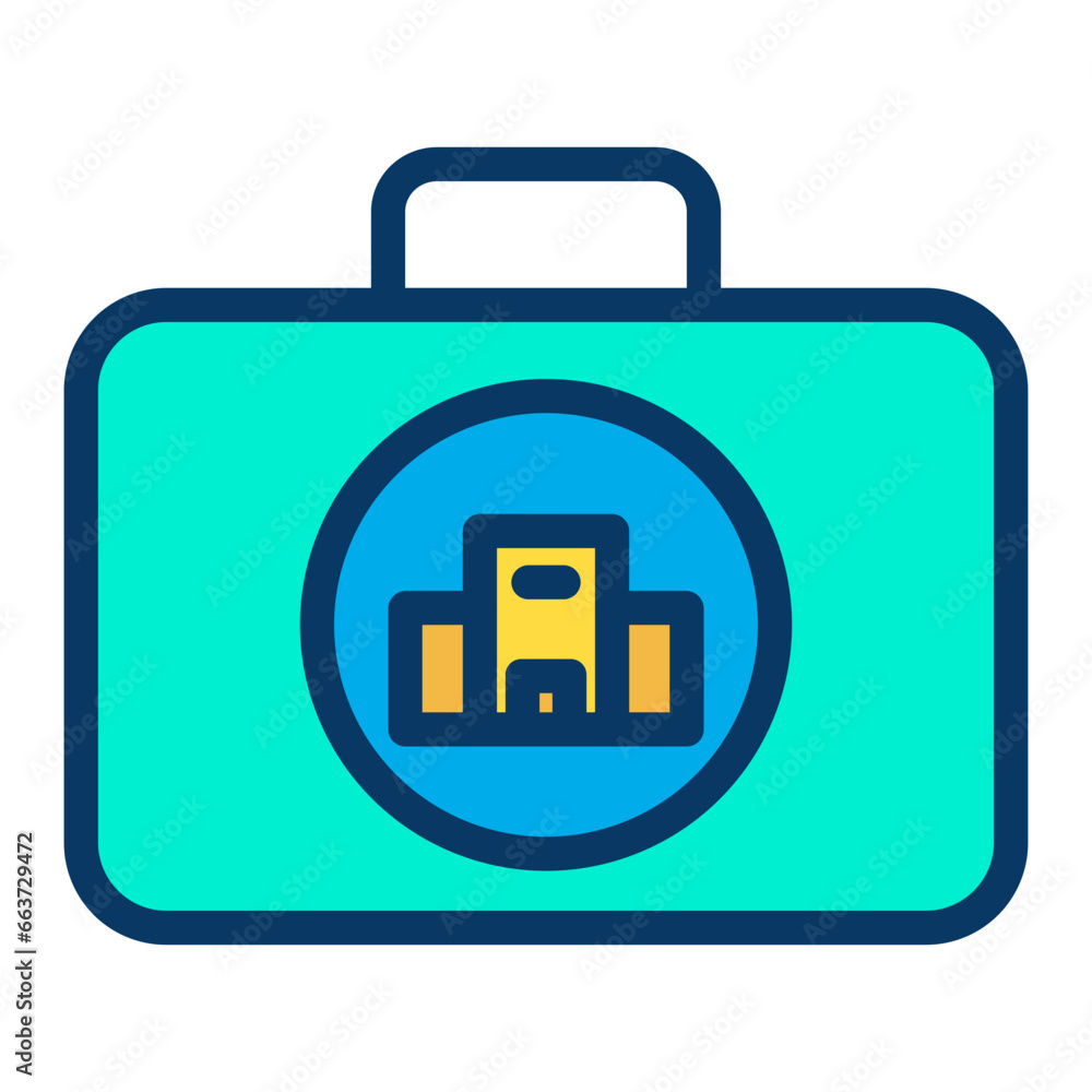 Poster lineal color hotel luggage icon