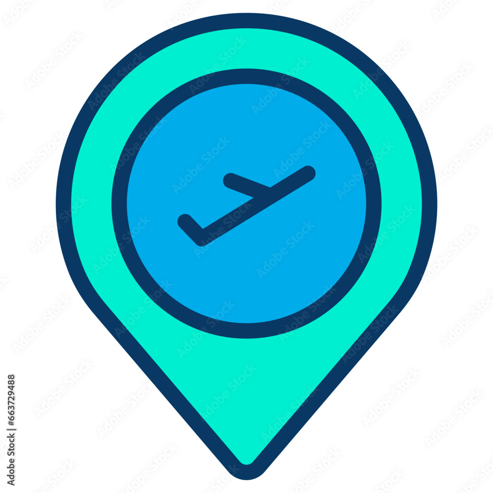 Poster lineal color flight location map icon