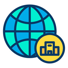 Lineal color Globe Hotel icon