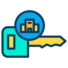 Fototapeta premium Lineal color Hotel Key icon