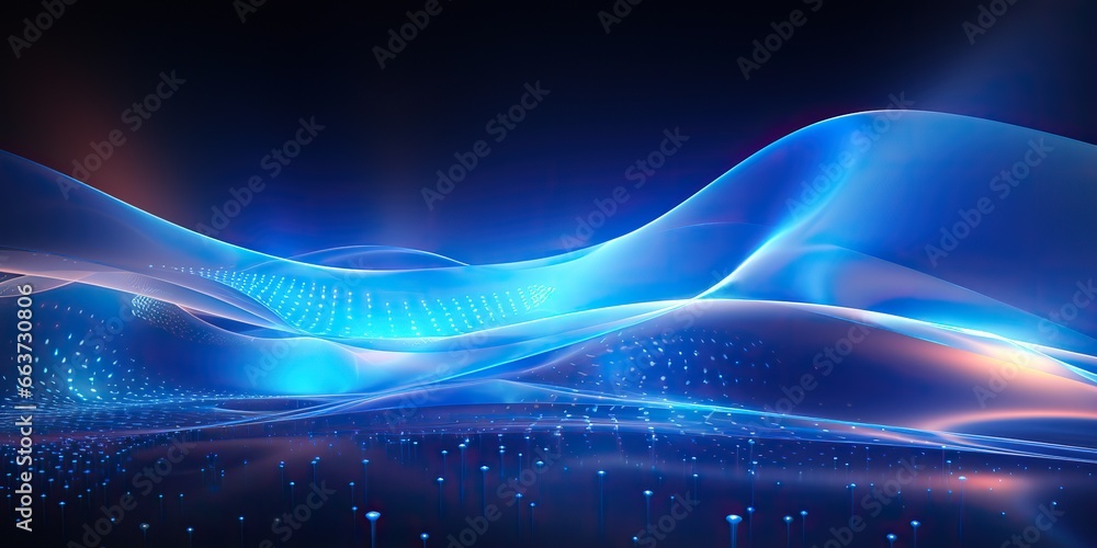 Wall mural ai generated. ai generative. abstract blue waves decoration background. can be used for web or graph