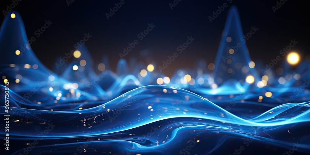 Wall mural ai generated. ai generative. abstract blue waves decoration background. can be used for web or graph