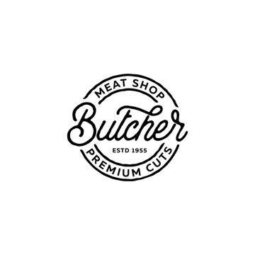 Butcher Meat Shop Stamp. Vector Illustration