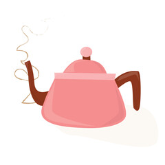 Pink Kettle - Isolated and Ideal for Coffee Shops and Similar Businesses - Isometric, Cute, and Cartoon Style