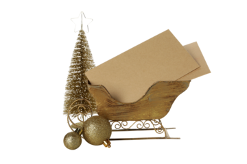 PNG,Blank Christmas letter with New Year decoration., isolated on white background