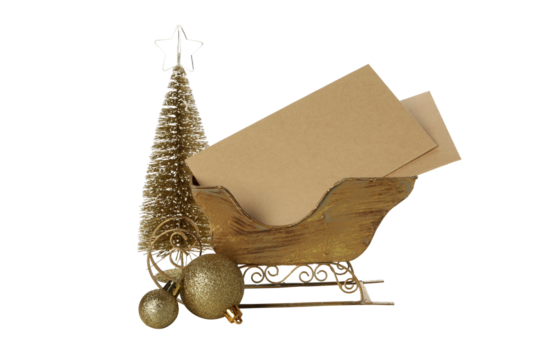 PNG,Blank Christmas letter with New Year decoration., isolated on white background