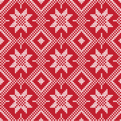 Fototapeta na wymiar Knitted Christmas and New Year pattern Norwegian style , illustration