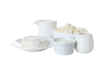 Fototapeta na wymiar PNG, dairy products, isolated on white background.