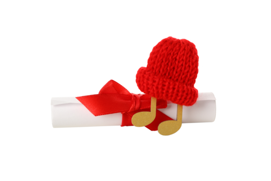 PNG, Golden notes with a scroll, isolated on white background