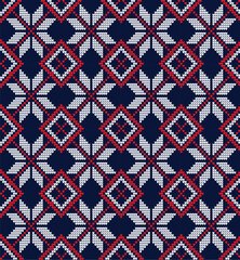 Knitted Christmas and New Year pattern Norwegian style , illustration