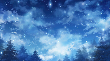 a wonderful blue sky inspired winter anime wallpaper, manga artwork