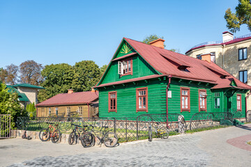 example of hundred-year-old historical old wooden building and homestead of private sector in...