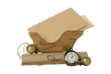 PNG,Blank Christmas letter with New Year decoration., isolated on white background