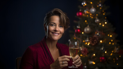 mujer celebrando la Navidad