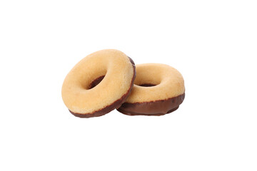 PNG chocolate donuts isolated on white background.