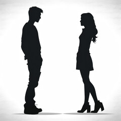 silhouette guy, girl two black and white 
