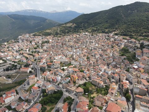 Aerial view of Orgosolo, Sardegna, Italy 