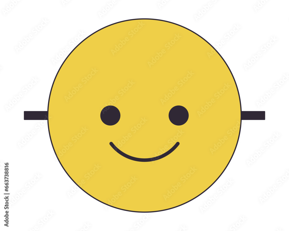 Poster emoji face flat line color isolated vector object. positive emotions. mask. editable clip art image 
