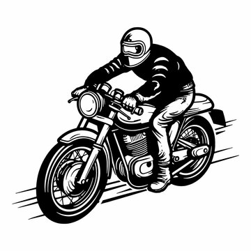 bikers riding a motorcycle skull riding a motorcycle.vector hand drawing,Shirt designs, biker, disk jockey, gentleman, barber and many others