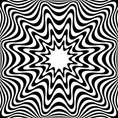 Abstract Op Art Wavy Lines Pattern with 3D Illusion Effect.