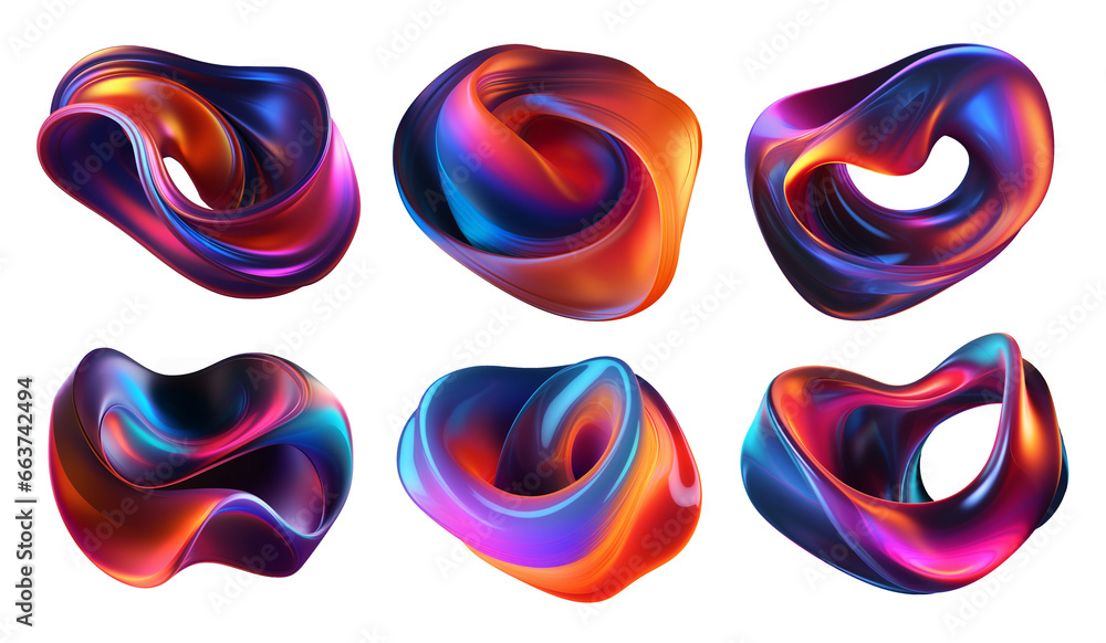 Canvas Prints unearthly colorful twirl shapes isolated. distorted swirl liquid shapes