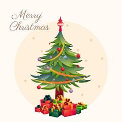 Naklejka premium Merry Christmas. Vector illustrations for background, greeting card, party invitation card, website banner, social media banner, marketing material. New year illustration. Template for social media