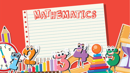 Math-themed Notebook Template with Vector Illustration