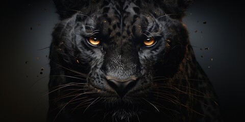 Front view of Panther on dark background. Predator series.