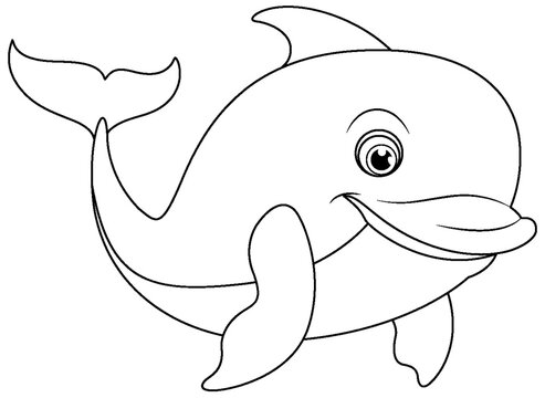 Smiling Dolphin Outline