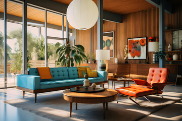 A Mid-Century Modern Living Room with Vintage Furniture