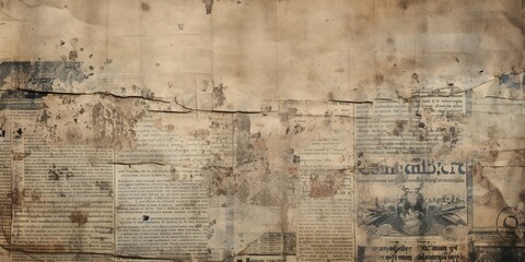 Newspaper paper grunge vintage old aged texture background. - obrazy, fototapety, plakaty