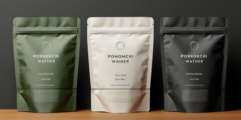 Packaging template mockup collection. With clipping Path included. Stand - up pouch Front view package