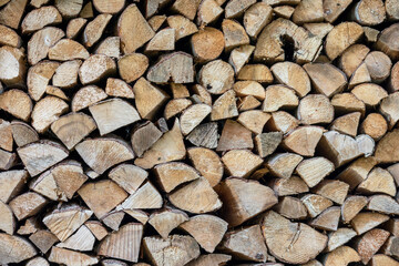 
Stacked in a pile of chopped firewood