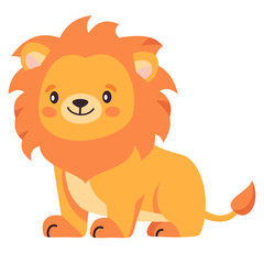 PrintFlat vector illustration. Safari animals. Cute lion on white background . Vector illustration