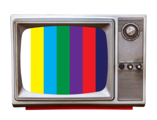 vintage television with test screen
